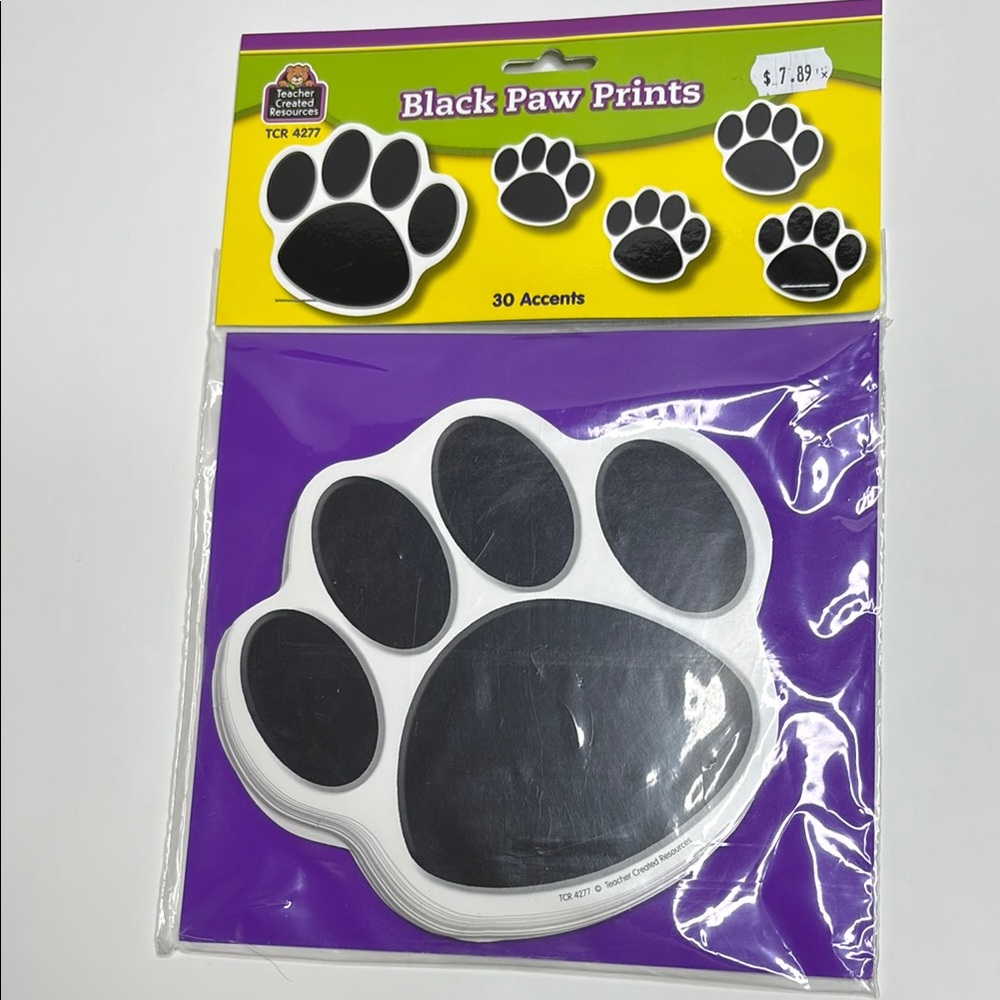 Teacher Created Resources Black and White Paw Print Accents